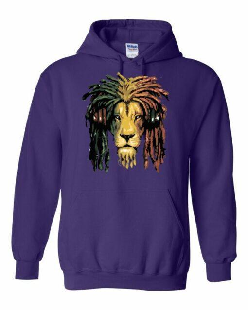 RASTA LION  - Cotton Ouaté Kangourou (Unisexe) Pour Adulte
