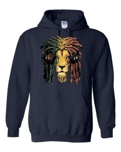 RASTA LION  - Cotton Ouaté Kangourou (Unisexe) Pour Adulte