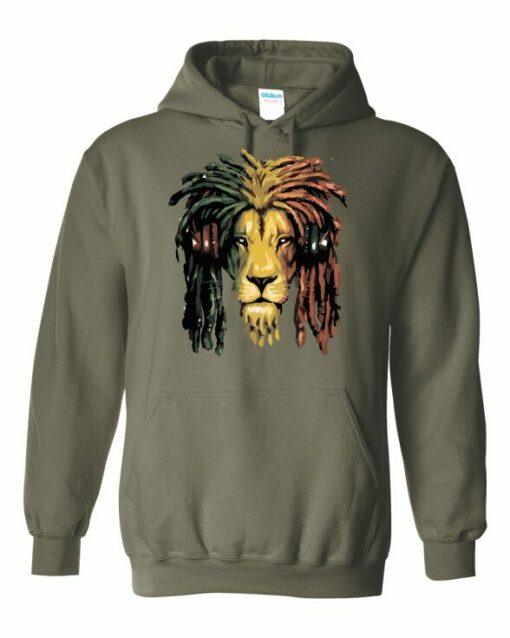 RASTA LION  - Cotton Ouaté Kangourou (Unisexe) Pour Adulte