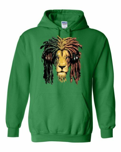 RASTA LION  - Cotton Ouaté Kangourou (Unisexe) Pour Adulte