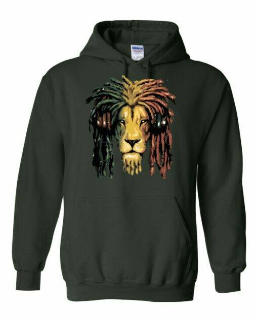 RASTA LION  - Cotton Ouaté Kangourou (Unisexe) Pour Adulte