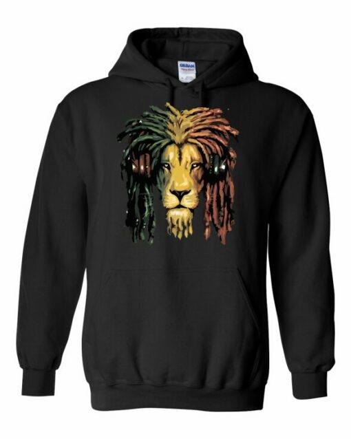 RASTA LION  - Cotton Ouaté Kangourou (Unisexe) Pour Adulte