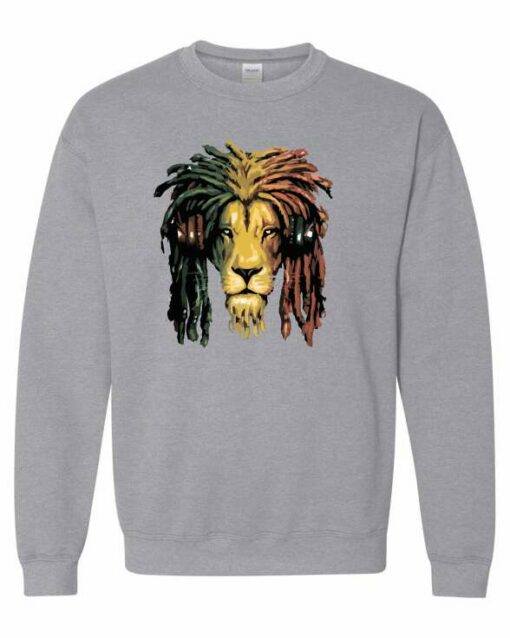 RASTA LION  - Cotton Ouaté Col Rond (Unisexe) Pour Adultes