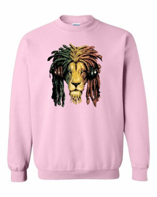 RASTA LION  - Cotton Ouaté Col Rond (Unisexe) Pour Adultes