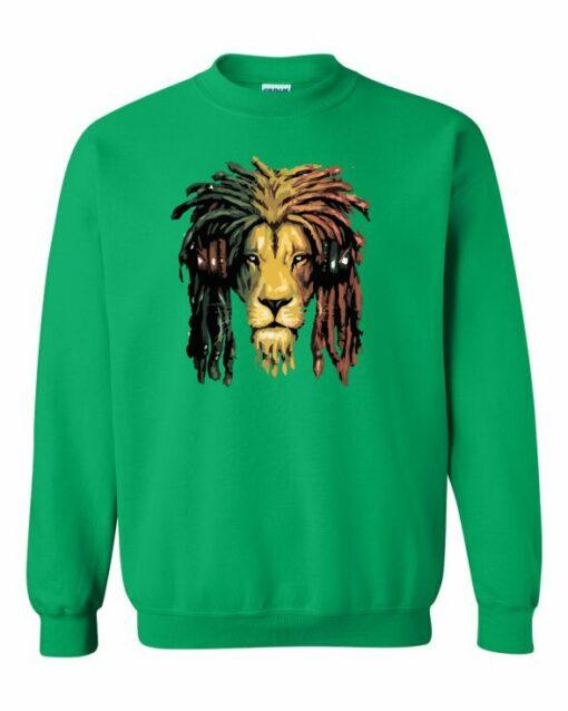 RASTA LION  - Cotton Ouaté Col Rond (Unisexe) Pour Adultes