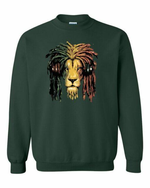 RASTA LION  - Cotton Ouaté Col Rond (Unisexe) Pour Adultes