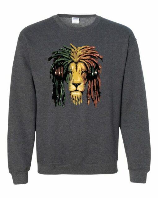 RASTA LION  - Cotton Ouaté Col Rond (Unisexe) Pour Adultes