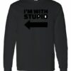 IM WITH STUPID - T-shirt Manche Long Col Rond Pour Adultes