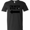 IM WITH STUPID - Adult V-neck T-shirt