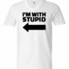 IM WITH STUPID - Adult V-neck T-shirt