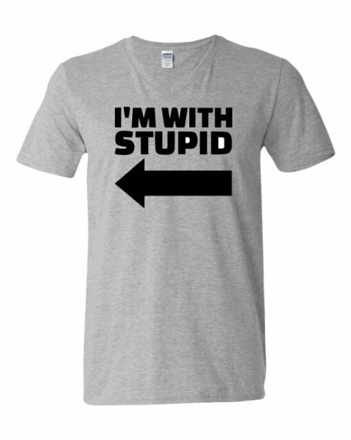 IM WITH STUPID  - T-shirt Col V Pour Adultes