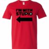 IM WITH STUPID - Adult V-neck T-shirt