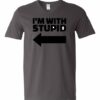 IM WITH STUPID - Adult V-neck T-shirt